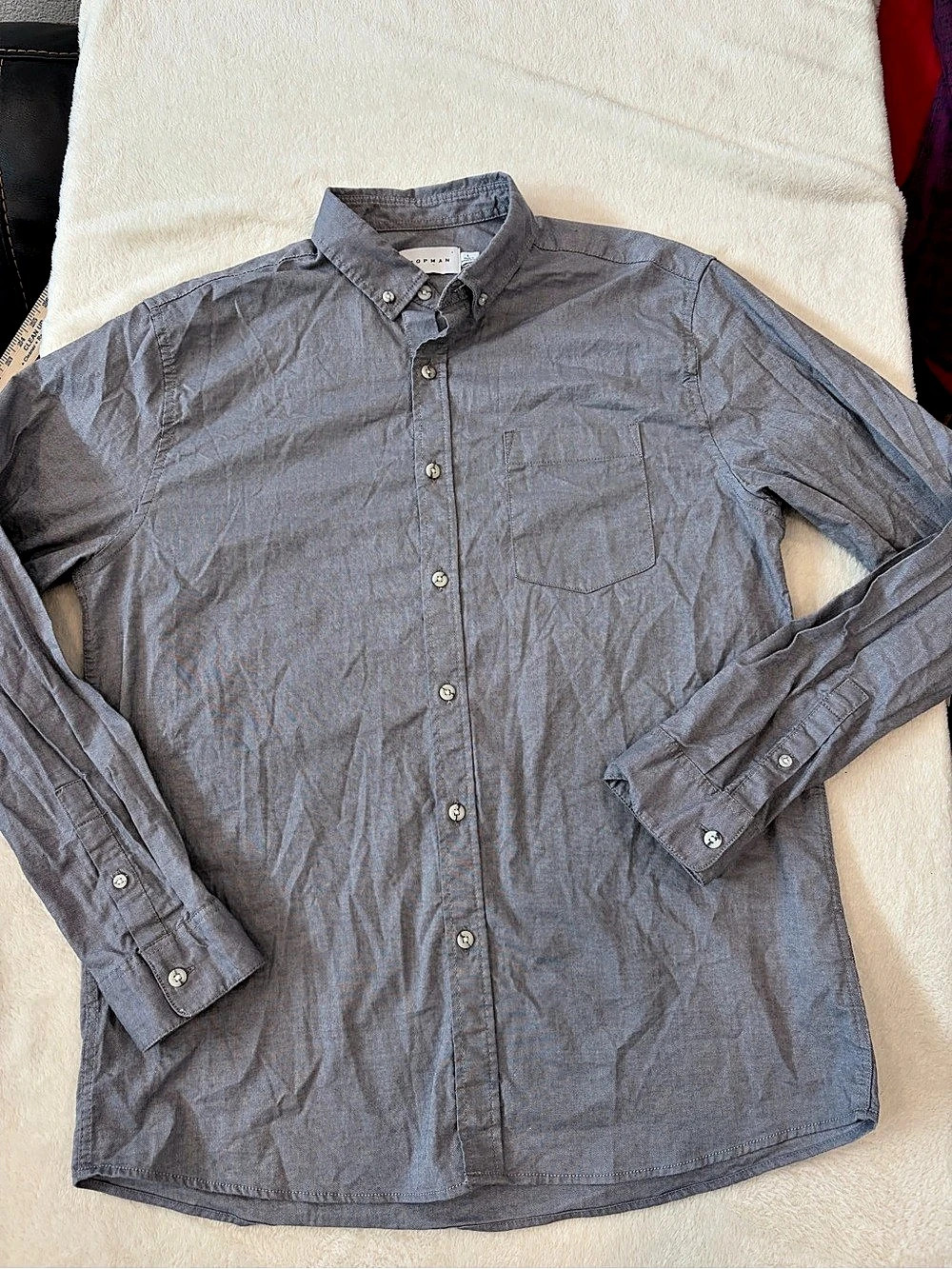 Topman Gray Button Down Shirt Size Large #173